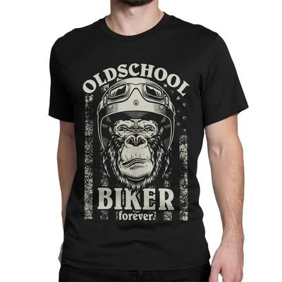 Motocykl Biker Old School Pánská trička Závodní tričko s kulatým výstřihem Bavlněné Oblečení k narozeninám