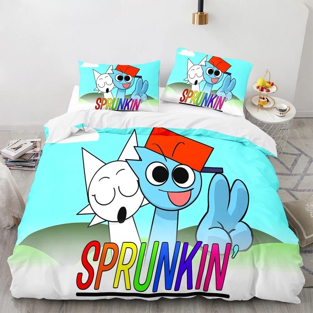Music Game Sprunki 3D Print Cartoon Bedding Set Soft Comforter Cover Pillowcase Duvet Cover Set Bedclothes for Kids Adults Gift