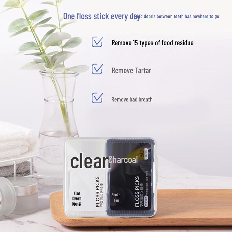 Saky Bamboo Charcoal Dental Floss Picks
