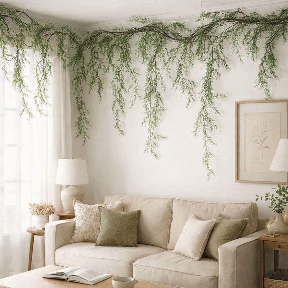 Evergreen Green Artificial Black Bone Vine Flexible Artificial Landscape Vines  Hallway