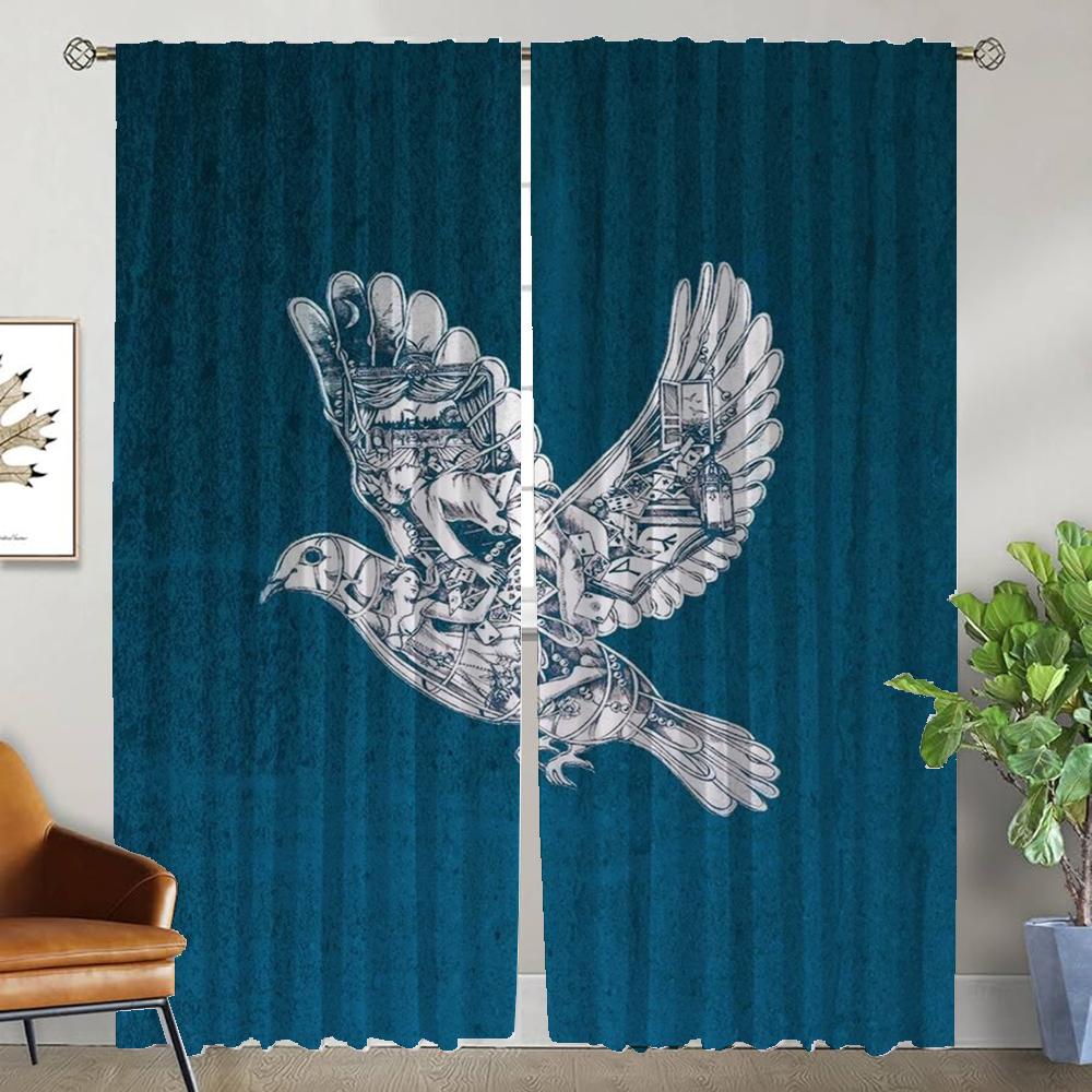 Window Curtain for Room 2 Panel Rock-coldplays Blackout Curtains Home Interior Curtains Tulle for Bedroom Halloween Decoration