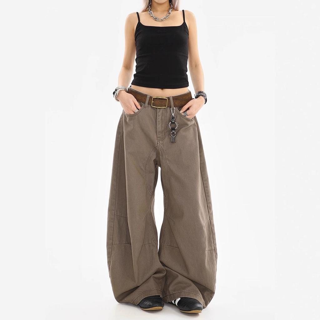 Women's High Rise Loose Fit Wide Leg Jeans Casual Oversized Denim Pants With Wash