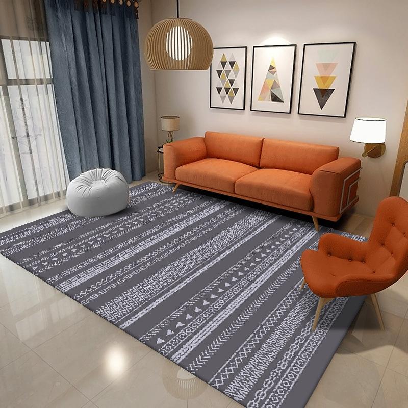 Boho Geometric Striped Rectangular Rug, Colorful Ethnic Pattern Prints, Soft Non Slip Carpet for Living Room Bedroom Decor