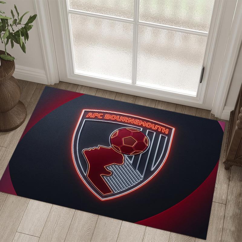 Bournemouth Football Design Crystal Velvet Carpet Cozy Non?Slip Printed Rug For Bedroom Living Room Entrance