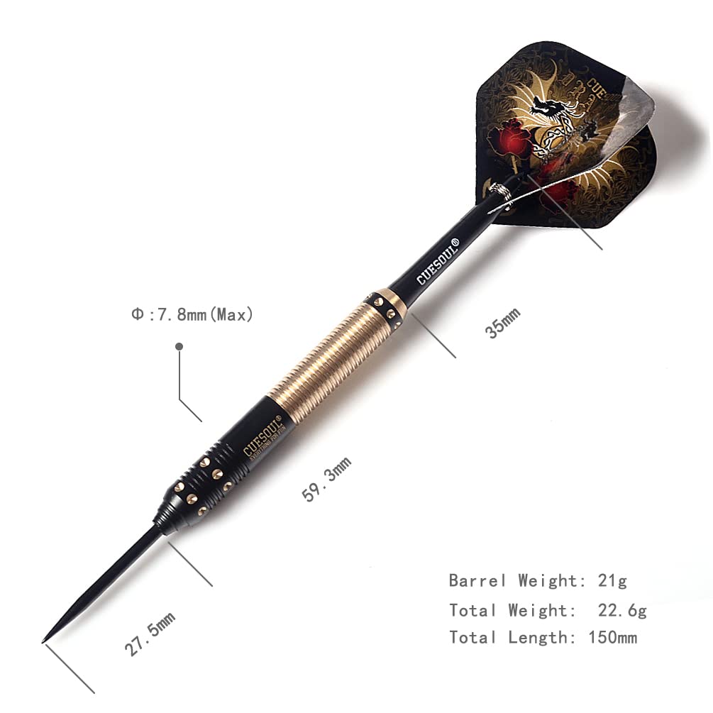 Cuesoul Dragon Deluxe Brass Steel Tip Darts Set 21g F2305-L