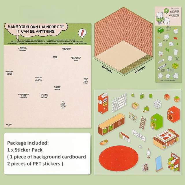 3D Landscaping Stickers Cartoon Miniature Scene DIY Cabin Scene Stacking And Pasting Hand Account Stationery Gift For Kid Child