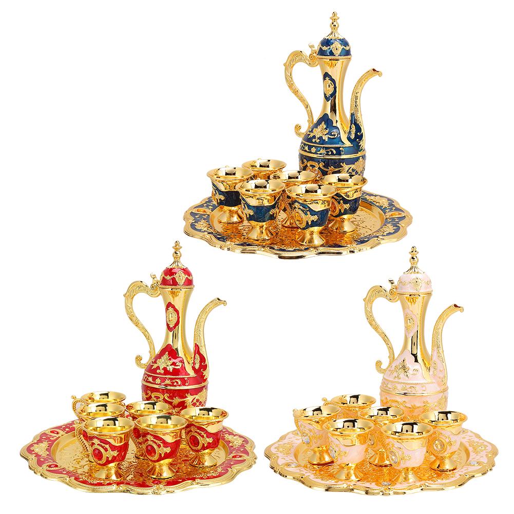 Metal Wine Drinking Cups Hip Flask Set Russian Style Home Art Crafts Wedding Gift