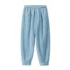 Vinter Pyjamasbukser Tykk Plysj Elastisk Midje Løse Hold Varmen Ben-Bindende Design Unisex Hjemmebukser Ensfarget Lounge Underdeler