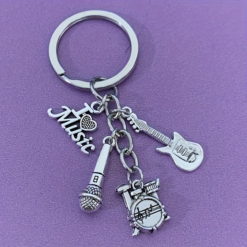 Cross-Border Fashion Music Instrument Keychain: Guitar & Drum Set Alloy Accessories Gift