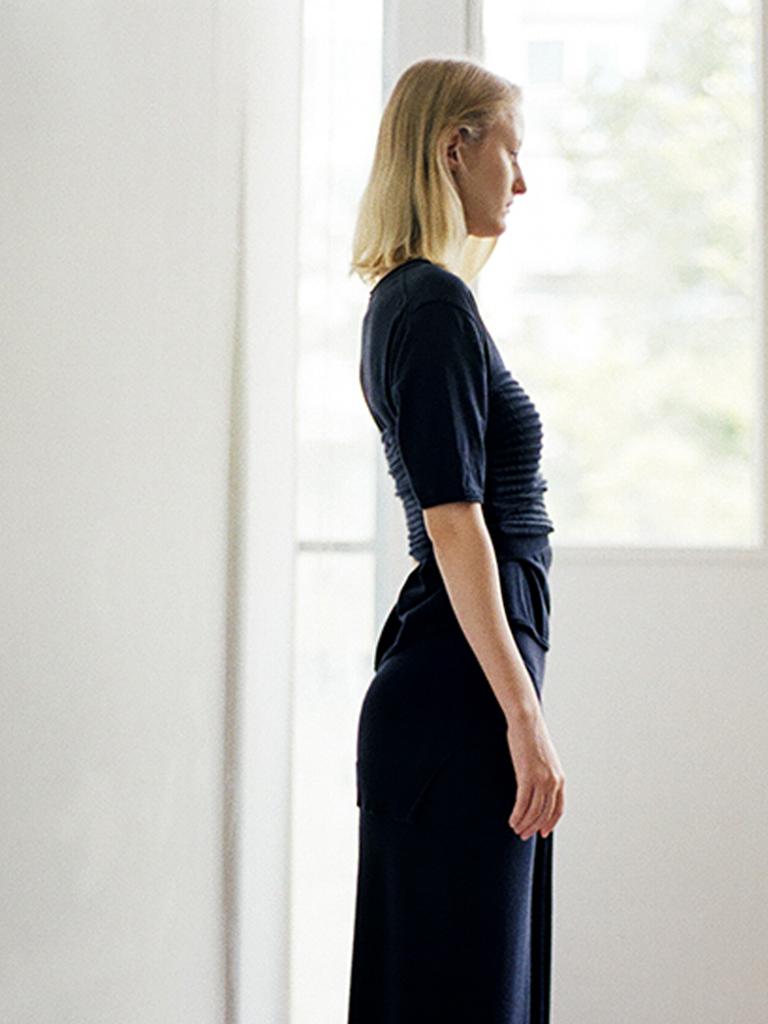 Race Maxi Wrap Skirt_Navy