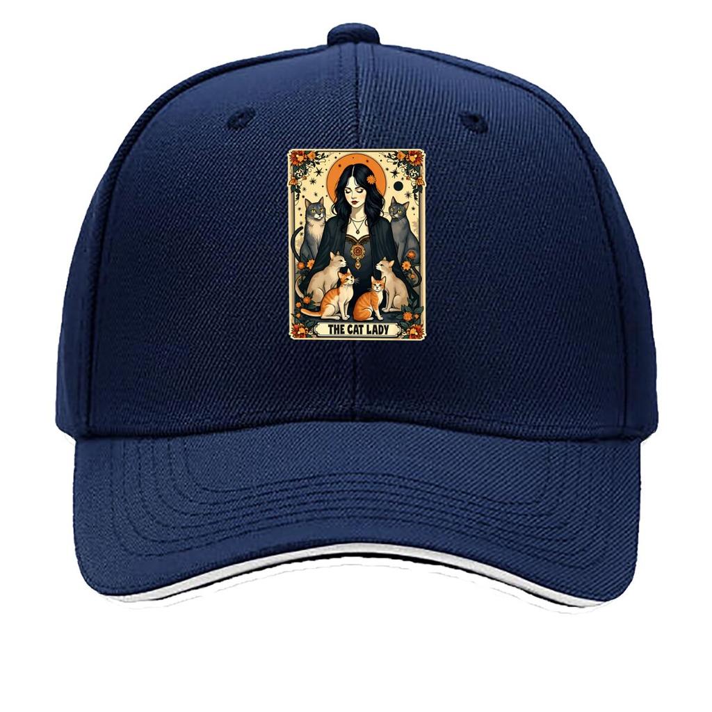 The Cat Lady Tarot Card Gothic Witchy Cats Sandwich Baseball Cap Unisex Women Sun Cap Outdoor Workouts Hat