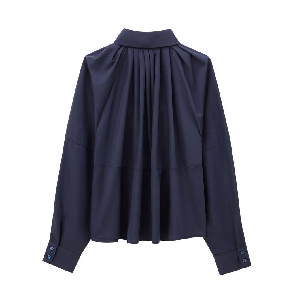 2024 Autumn/Winter Women's European & American Style Long Sleeve Poplin Loose Casual Top