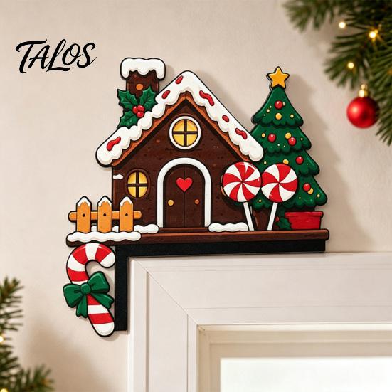 Holiday Wall Accents for Home Wooden Christmas Door Topper Stickers, Seasonal Frame Decoration, L-shaped Corner Sign Decorations Decor, Festive