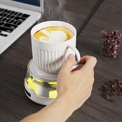 Coffee Mug Warmer Adjustable Temperature Coaster with Ambient Light Portable Drink Warmer Auto Shut-Off Anti-Slip Base Heated Mug Coaster for Office