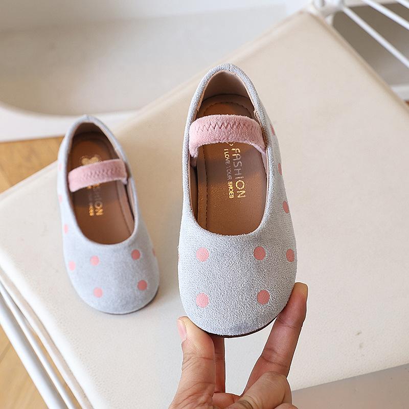Kids Polka Dot Print Elastic Strap Mary Jane Flat Shoes 23 синий