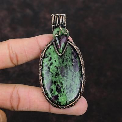 Ruby Zoisite Pendant Copper Wire Wrapped Pendant Handmade Jewelry Natural Gemstone Pendant Ruby Zoisite Copper Jewelry Pendant For Women