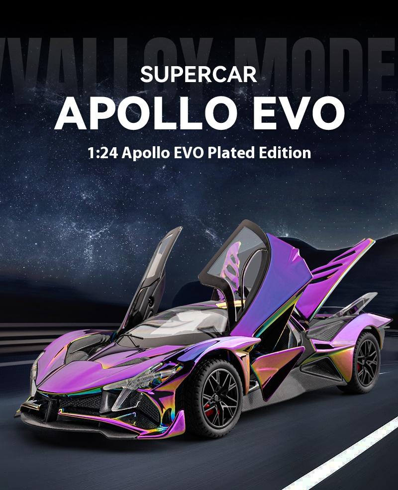 Simulation 1/24 Apollo EVO Plating Alloy Car Sound and Light Children's Toy Car Sports Car Model Collection Ornament Gift