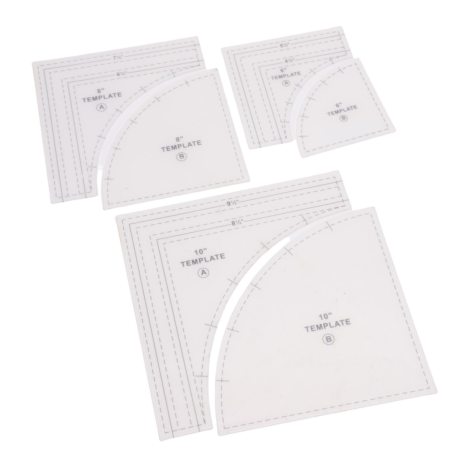 

3 Set Quilting Templates Large Quilting Rulers 10 8 6in for Cutting Patterns with 1Celsius4in Seam Allowance Supplies Craft Tool