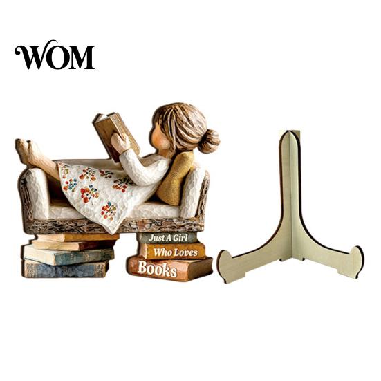 High-quality Material Home Accents Wooden Reading Desktop Ornaments for Office Decor, Minimalist Figurine, Premium Decorative Art Creative Craft