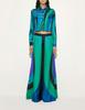 European & American Printed Satin Shirt and Wide-Leg Trousers Set