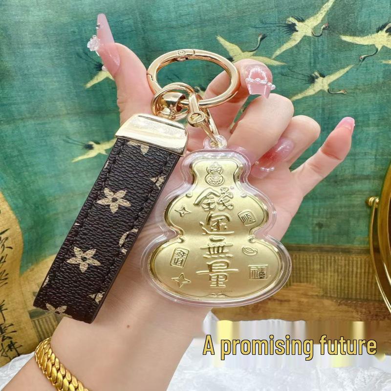 Wisiorek Tykwa Na Fu z Czystego Złota 999 Brelok Zawieszka do Torby - Prezent na Święto Qixi dla Mężczyzn i Kobiet