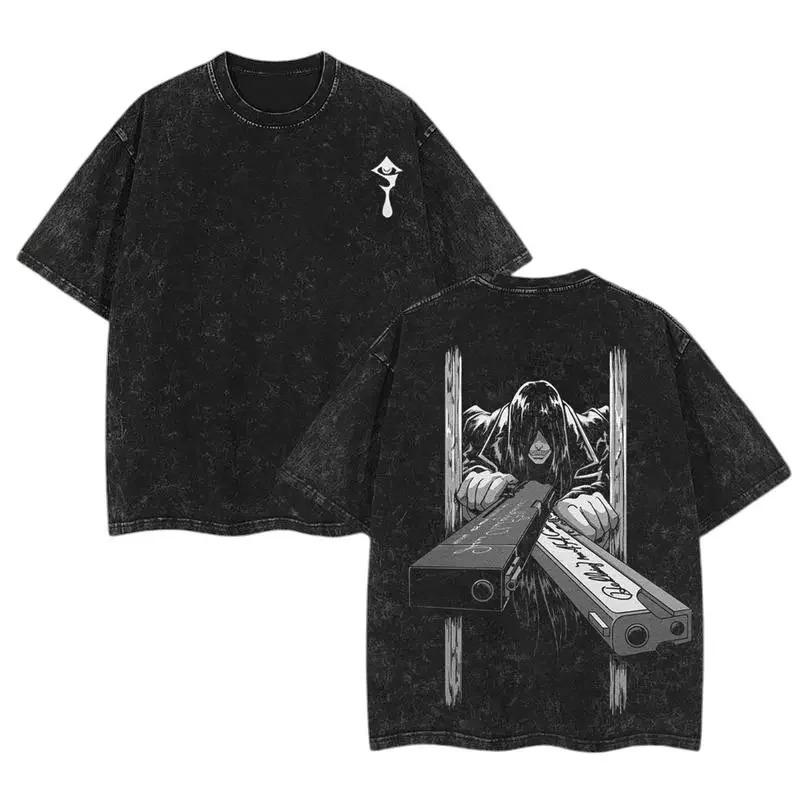 Manga Hellsing Graphic Printed Tshirt Oversized T Shirt Oversized Washed high quality Oversized Unisex Washed hot product soft M