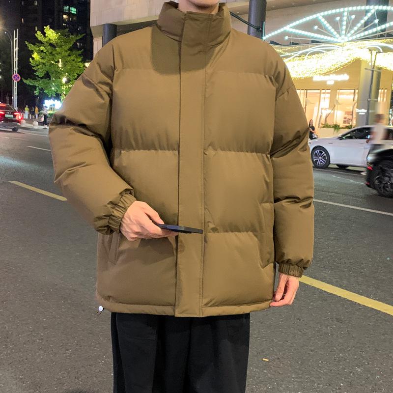 Men's Stand Collar Cotton Jacket 2025: Pure Color, Autumn & Winter Outerwear, Casual Couple Style.