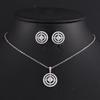 ZAKOL Fashion Multi Layer Round Circle Zircon Earrings Necklace For Women Luxury Wedding Party Accessories Gift