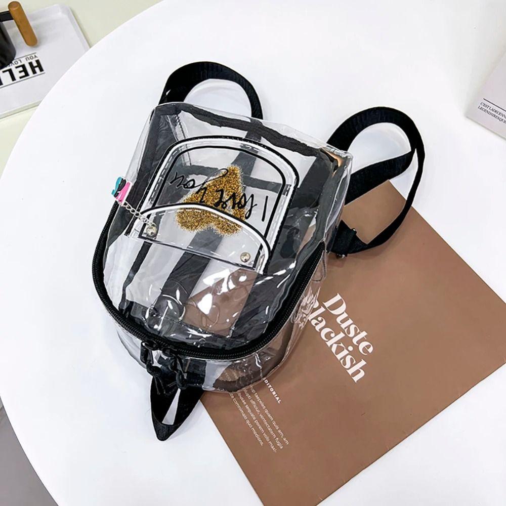 PVC Transparent Backpack Korean Style Shopping Bags Casual Fashion Jelly Bag  Lady