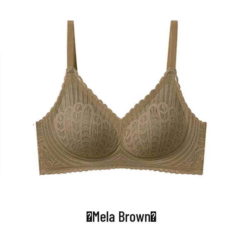 

Seamless Lace Bra: Side Support, No Underwire, Comfort Fit, Anti-Sagging, Sexy Design for Small Busts S коричневий