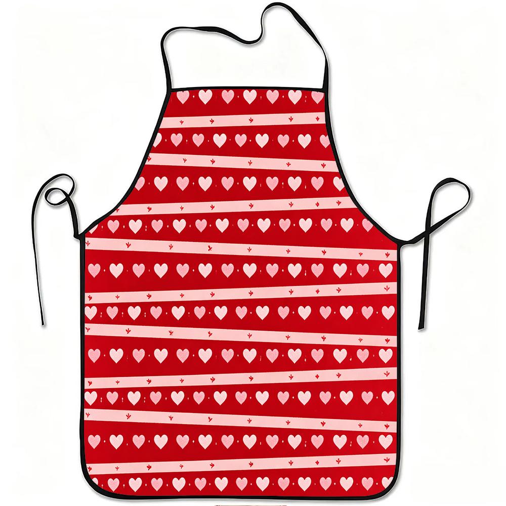 1pc of Apron Featuring a Red Heart Design, Made from Durable And Easy-To-Clean Polyester, with an Adjustable Waistband, Suitable for Cooking In The Ki