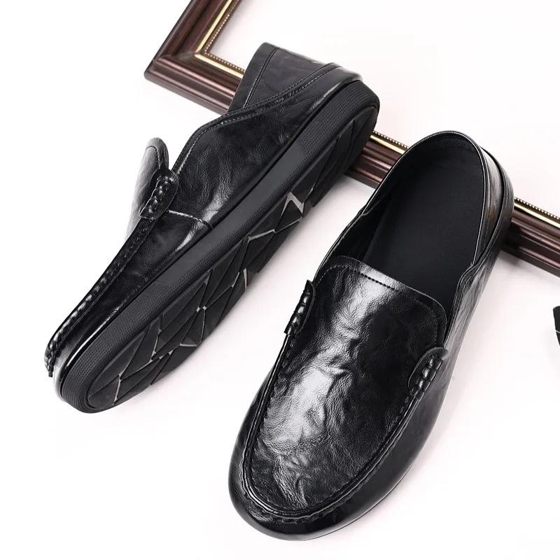 Fashion Spring Autumn New Designer Men's Loafers Fashion British Style Retro Soft-soled Casual Leather Shoes for Men