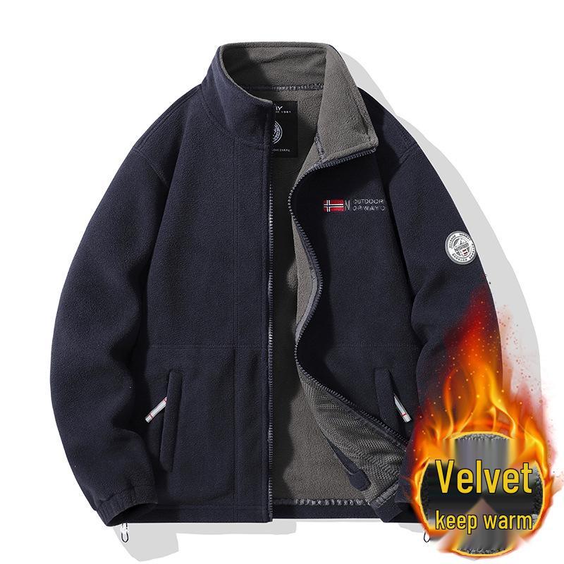 

Men s Double-Sided Fleece Thickened Jacket - Loose Fit Stand Collar for Autumn & Winter Trends XXXL