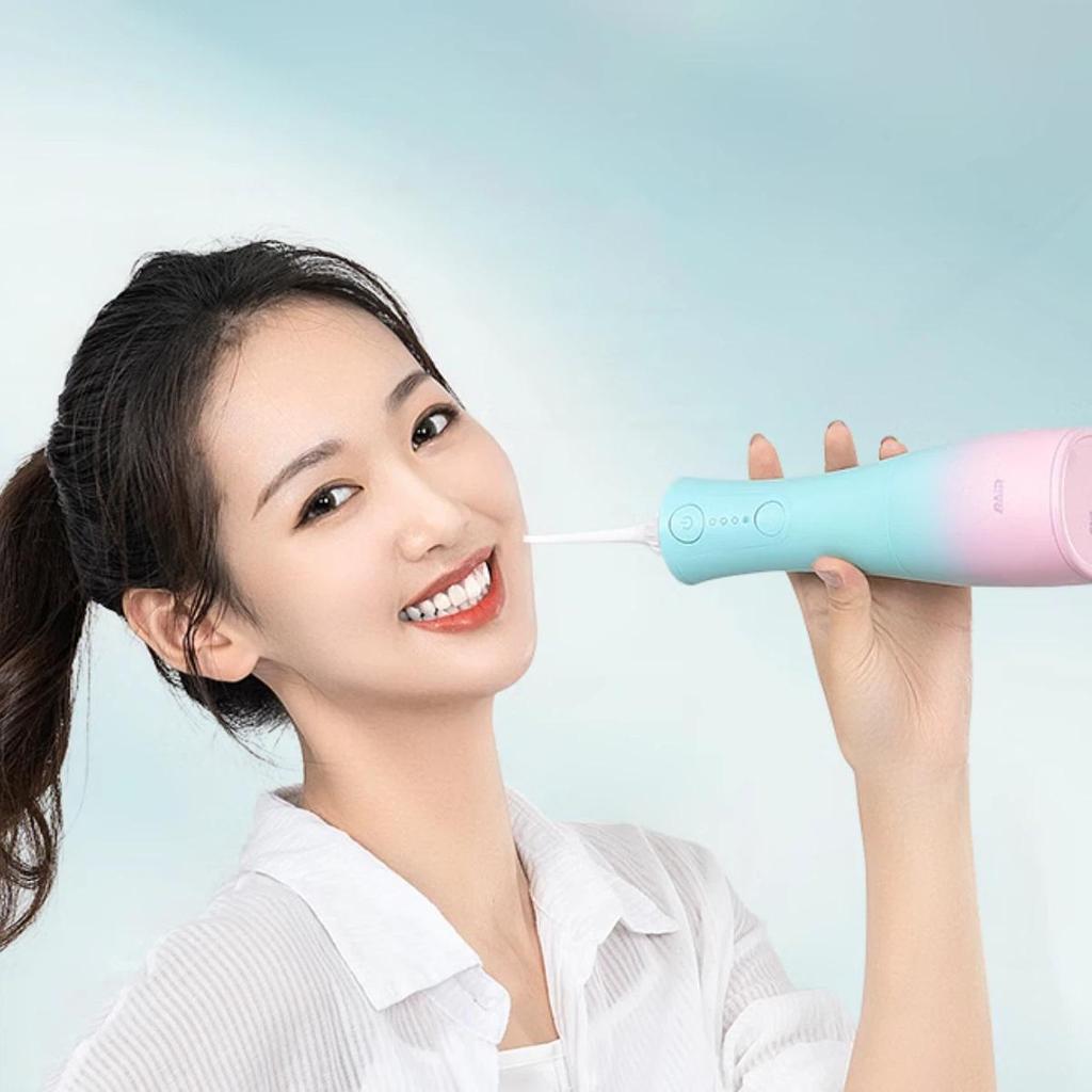 BAIR Electric Oral Irrigator, Home Sonic Tooth Cleaner, Orthodontic Specialized Teeth Cleaning Device with 4 Nozzles, Ocean blue