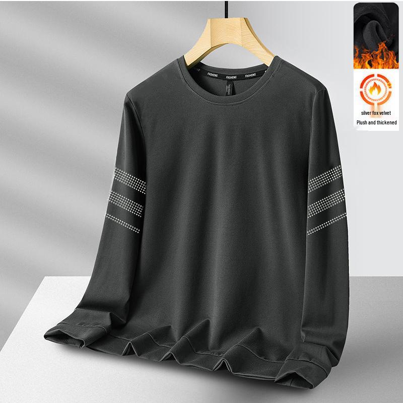 Men's Plus Size Sorona Hoodie: Thick, Velvet-Lined, Hoodless, Long Sleeve Round Neck Outerwear for Autumn/Winter 2025.