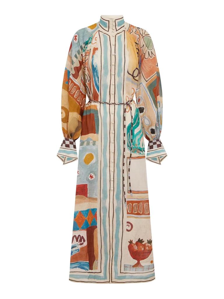 2026 European & American Fashion: Loose Linen Printed Dress
