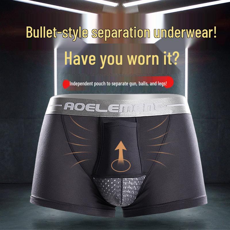 Boxeri bărbați din plasă de mătase de gheață cu suport pentru scrot și separare în formă de U