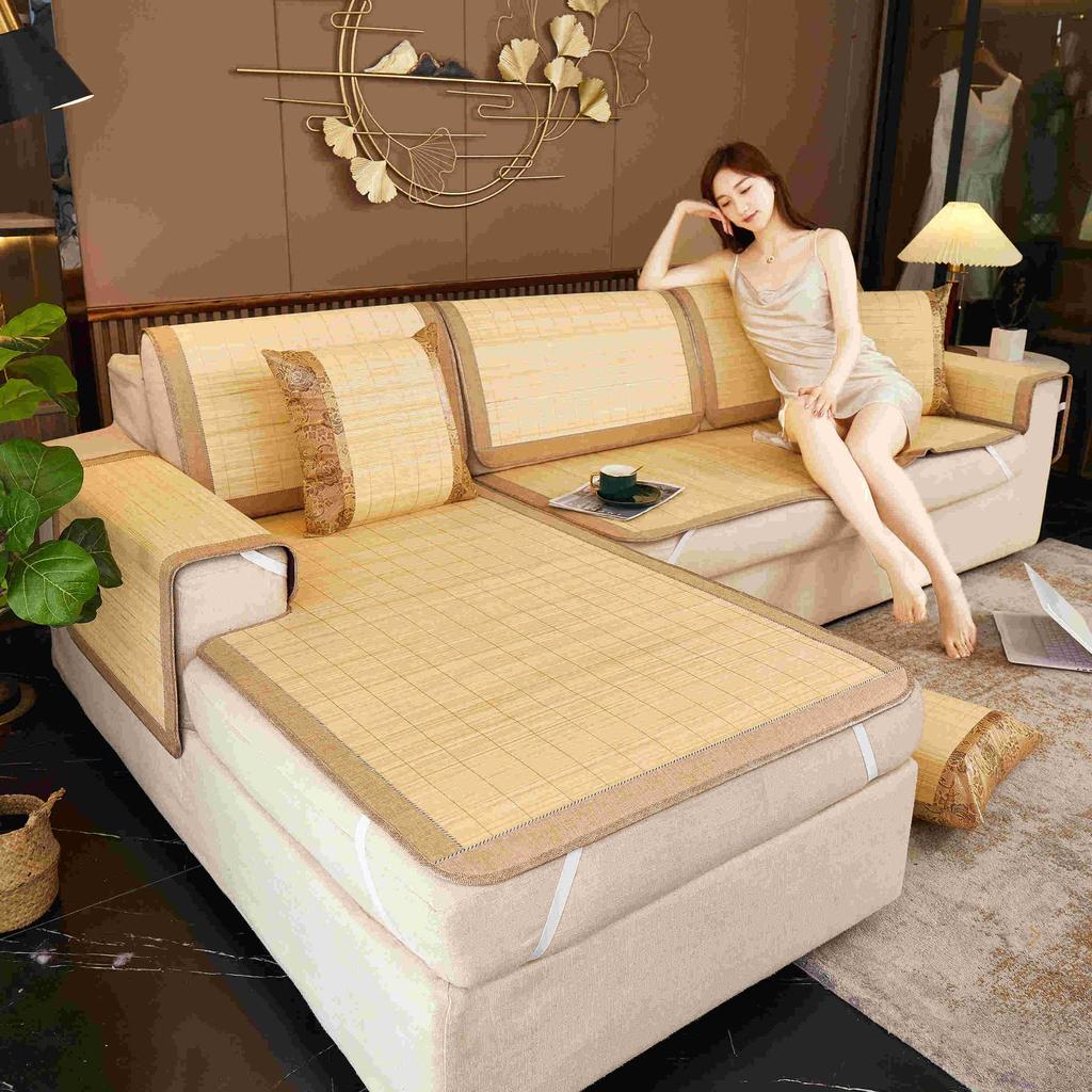 Summer Sleeping Mat Rattan Mat Ice Silk Bamboo Mat Summer Living Room Fabric Craft Non-Slip Leather Cushion Sofa Cushion Sofa Cover