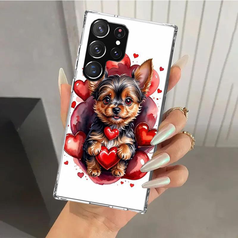 Lovely Puppy Heart Dogs Phone Case for Samsung Galaxy S26 S24 S23 Ultra S25 Edge S22 S21 Plus S20 FE + Soft Print Shell Funda Ga