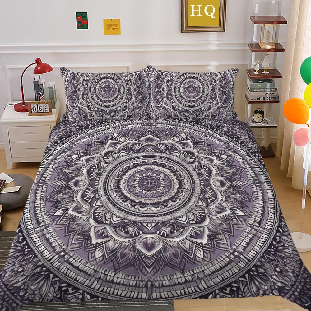 Set cuvertură pilote cu imprimeu Datura Bărbat Femeie Husă de pat Costum Queen Size Poliester Moale Textile pentru Casă