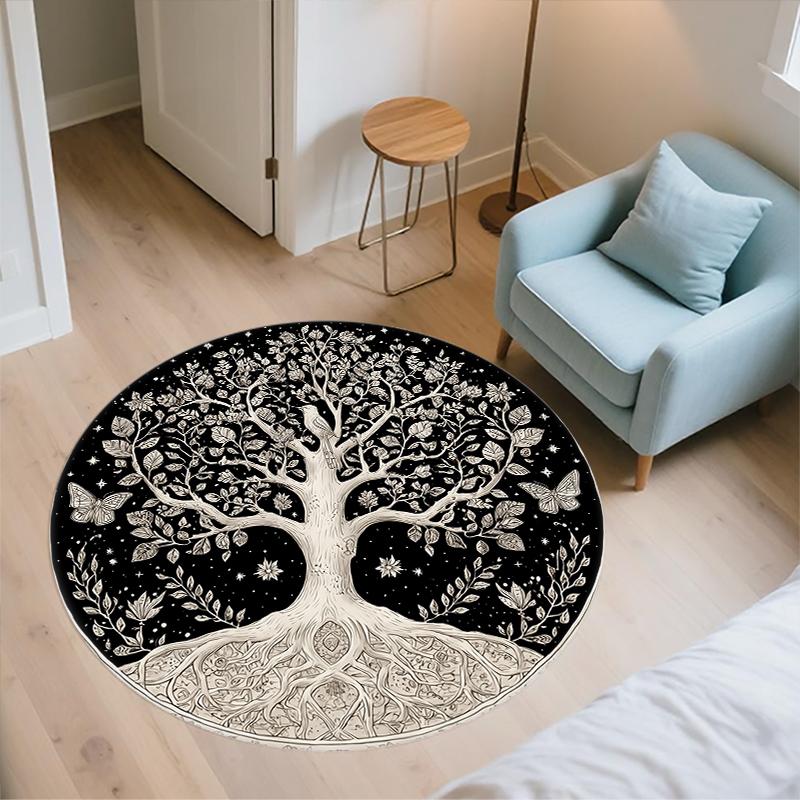 Tree of Life Pattern Round rug,Carpet Rug for Living Room Bedroom Sofa Playroom Decor,Non-slip Floor Mat,Holiday Gifts and Birthday Gifts