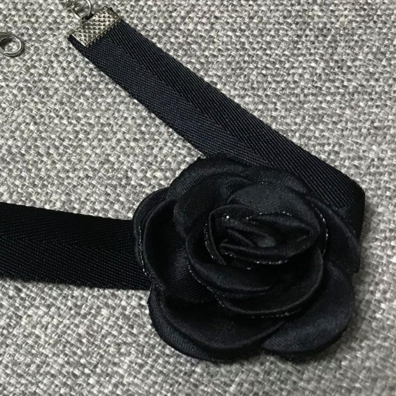Soft Sext Choker Tie Cravat Flower Choker Women Black Cloth-Flower Collar Choker Necklace for Girls Accessories for Teen