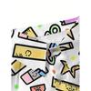Women's Casual Short Sleeve Button Up Shirt Cartoon Stationery Pattern Backpack Ruler Apple Scissors Rich Colors Machine Washabl