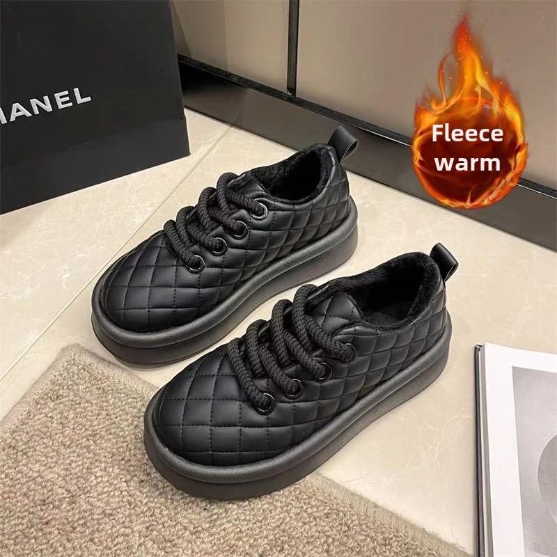 Fashion Autumn and Winter Plush and Warm Women's Cotton Shoes 2024 New Breathable Thick Sole Anti Slip Women's Vulcanized Shoes Sneakers