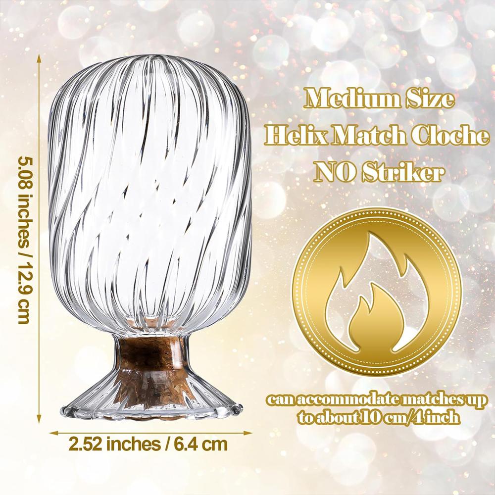 

Helix Shaped Glass Matches Cloche Decorative Glass Matches Cloche for 4 Inch Candle Matches Trendy Fireplace Display Decor