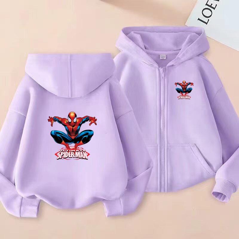 Children’s Zip-Up Jacket – Spider-Man Themed Hoodie for Boys and Girls (Ages 3–12) – Thickened Long-Sleeve Casual Outerwear for Autumn and Winter