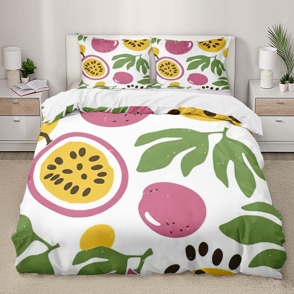 Watermelon Duvet Cover Set Fresh Fruit Pink Green Style Comforter Cover for Kids Girls Women Polyester Bedding Set King Size