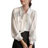 Women's Professional Chiffon Bow Shirt - Long Sleeve White Formal Top for Workplace and Interview