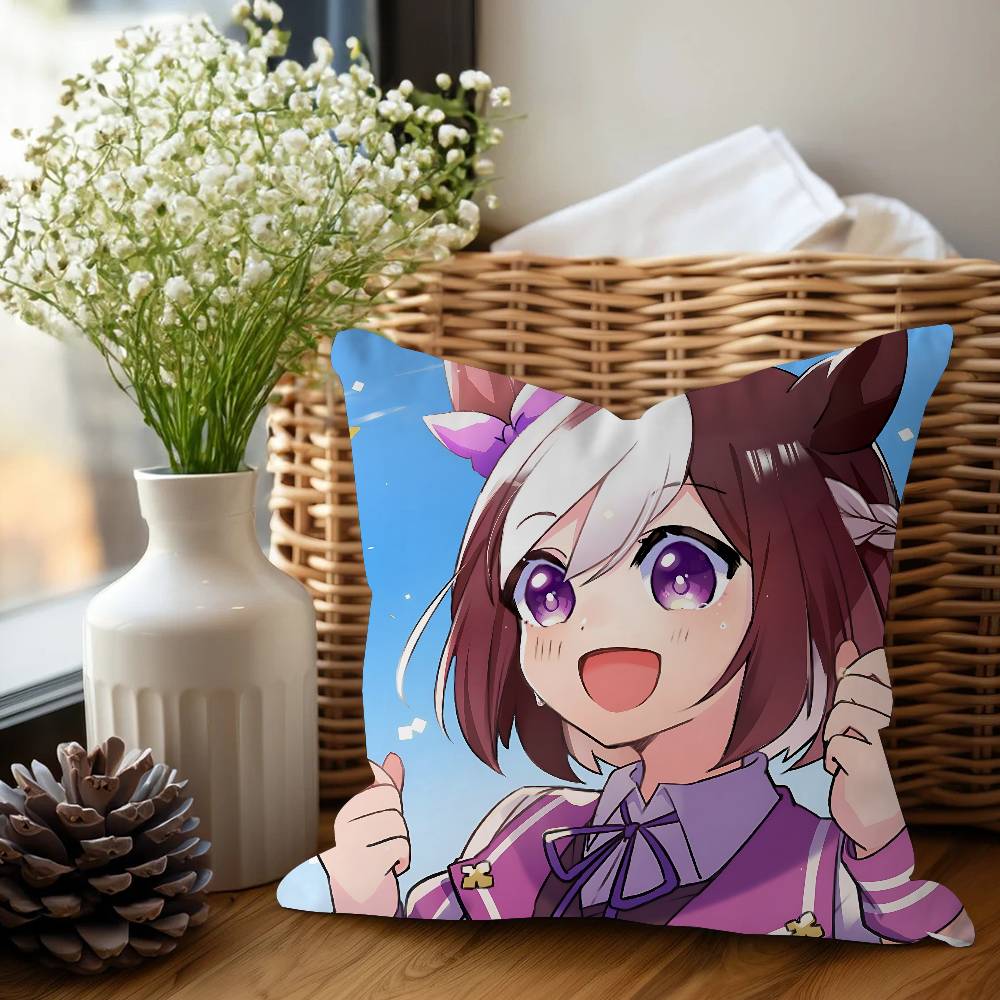 Anime Uma-Musume-Pretty-Derby Special Week Maple Design Cushion Cover Happy Autumn Harvest Decor Holiday Decorati Pillow Cover