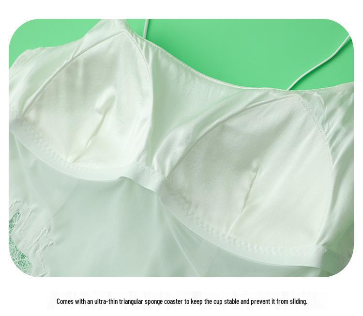 Silk Satin Mulberry Strap Top with Padded Bustier Bandeau Bra and Lace for Women